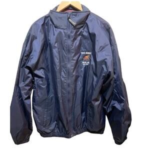Y2K Horse jacket windbreaker equestrian Charles River Apparel navy blue sz large